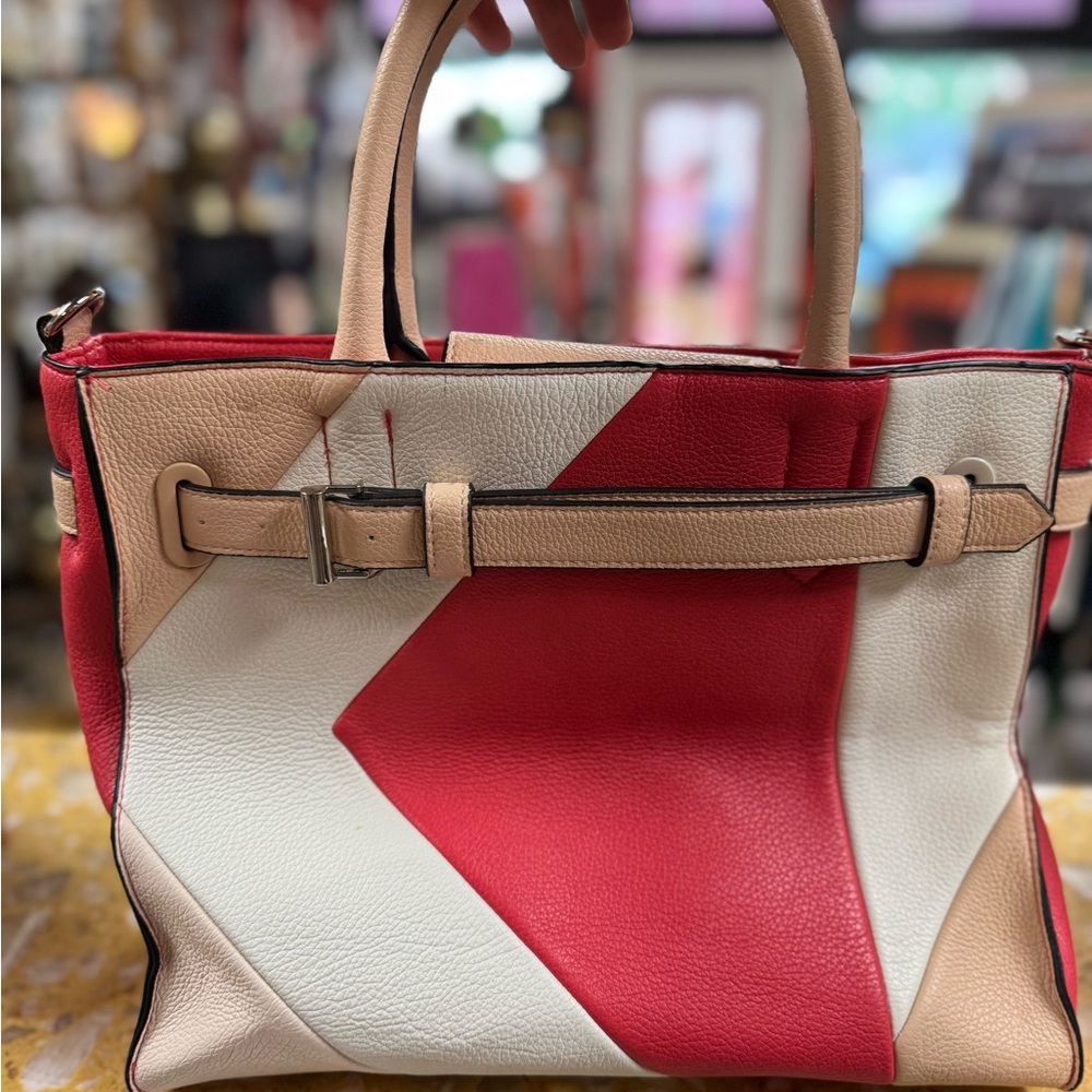 Designer Stylish coral , white and Cream Women's Handbag